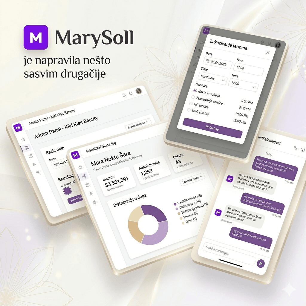 Marysoll aplikacija za online zakazivanje termina u beauty salonu